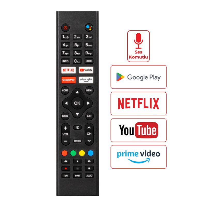 11704 1 - Sunny Netflix-Google Play-Youtube-Prime Video Tuşlu Ses Komutlu Televizyon Kumanda