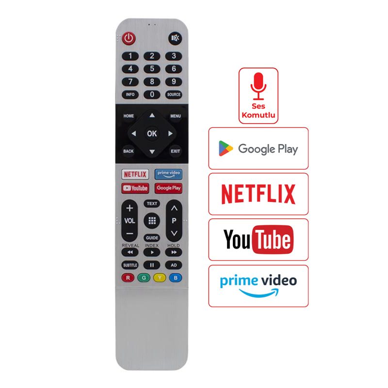 24094 1 - Arçelik Rm-l1659, A32B685A - Beko B40 B 685 - Grundig 40GFB6240 Ses Komutsuz Netflix-Youtube-Prime Video-Google Play Tuş Televizyon Kumanda