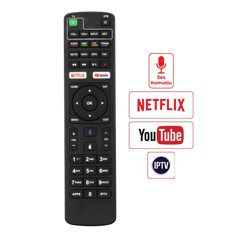 4172 1 - Dreamstar Android Netflix Ve Youtube Tuşlu Ses Komutlu Uydu Kumandası