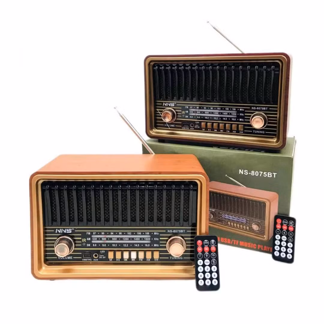 Ns-8075bt Masaüstü Bluetooth Hoparlör Vintage Ahşap FM/Sw Subwoofer Tak-Çalıştır Radyo
